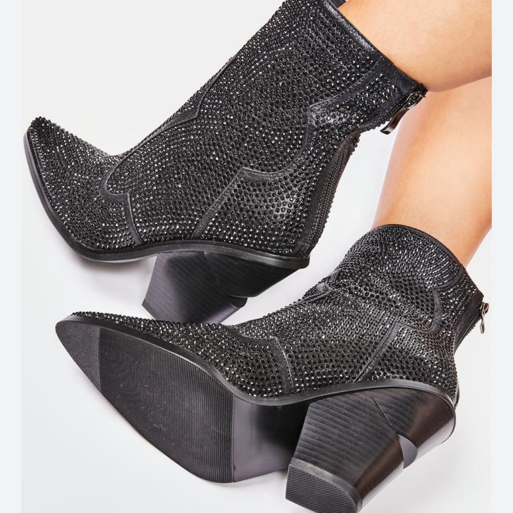 Azalea Wang rhinestone booties